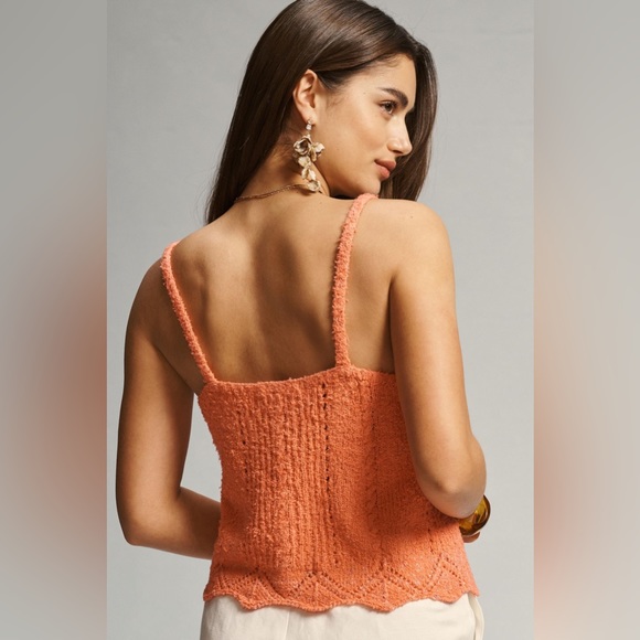 ✨ Anthropologie V-Neck Pointelle Sweater Tank Sz L - Picture 3 of 7